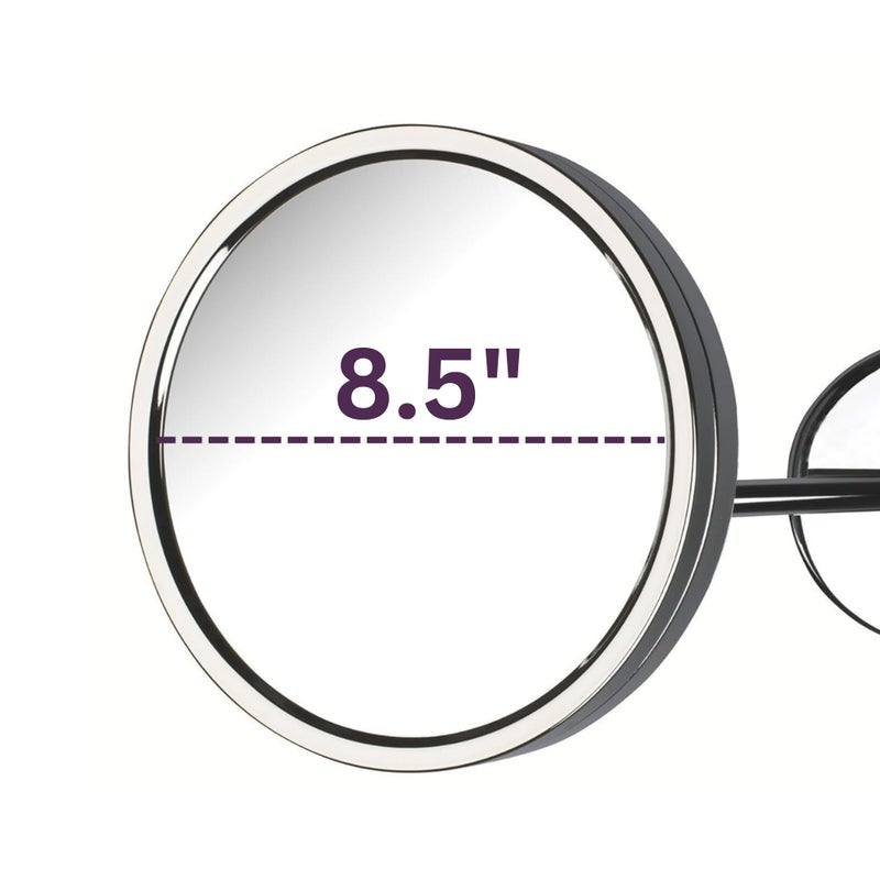 Jerdon Wall Mount Chrome Finish Makeup Mirror - 5X Magnification - 8.5  Diameter - Extends 11.5  - Model JD13C - Image 2
